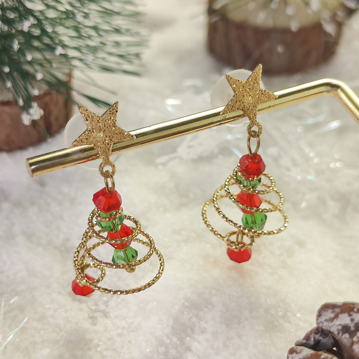 Sparkling Christmas Tree Earrings