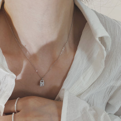 Full Diamond Lock Necklace