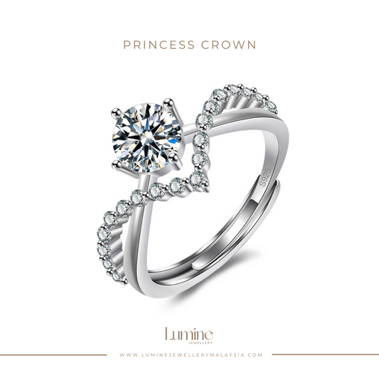 Princess Crown Moissanite Ring