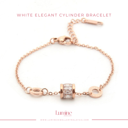 White Elegant Cylinder Bracelet 