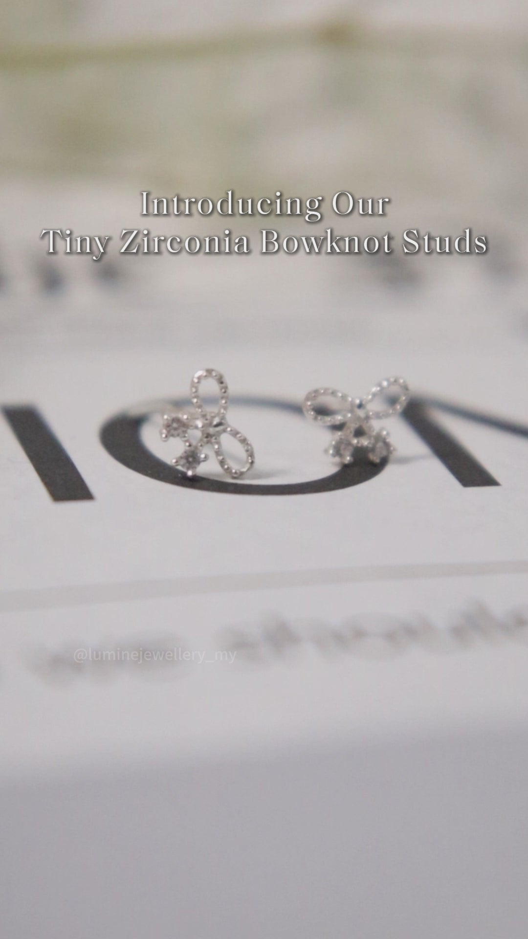 Tiny Zirconia Bowknot Studs