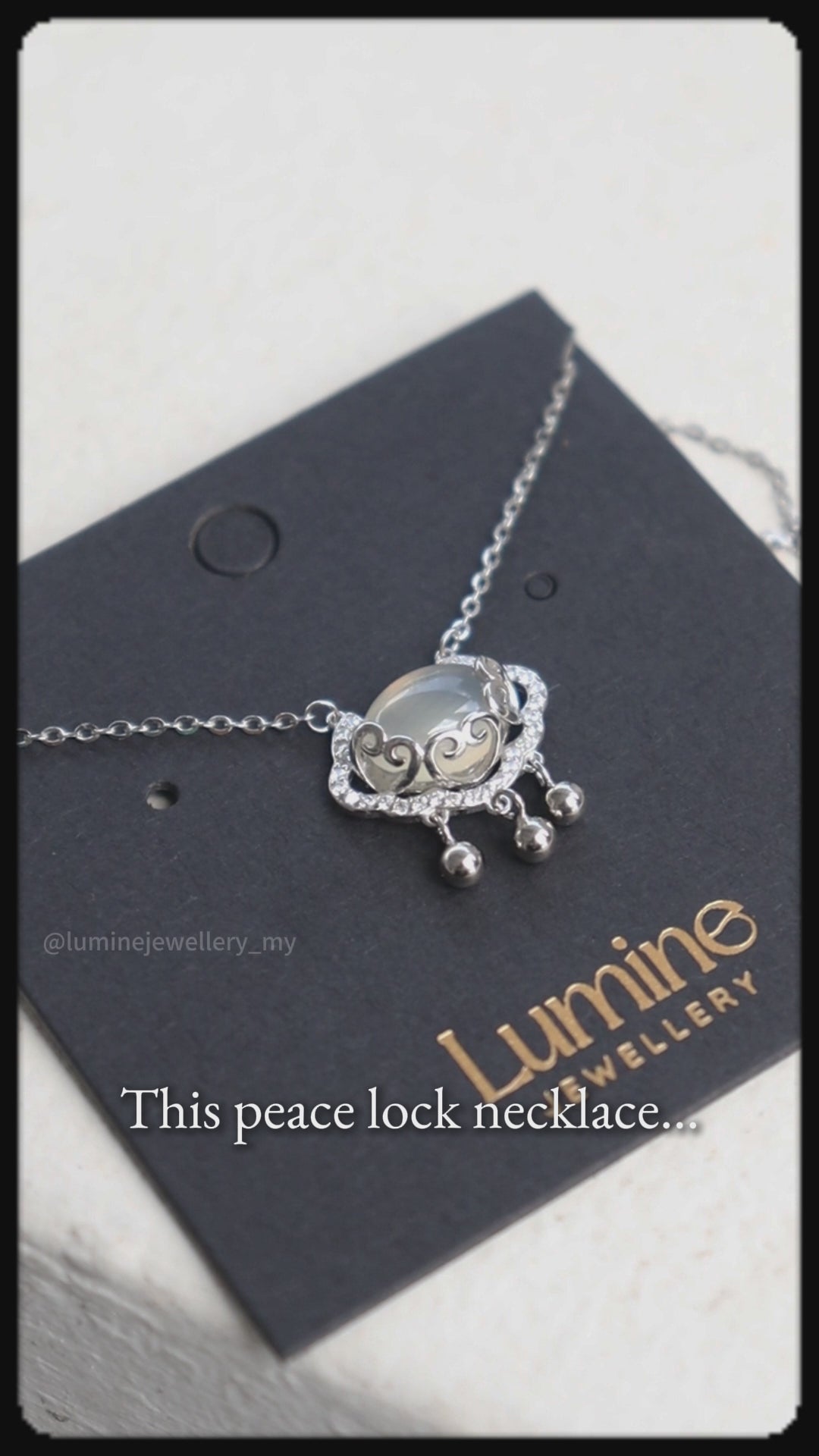 White Chalcedony Peace Lock Necklace