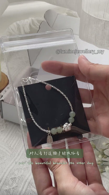 Silver Jade Blessings Bracelet (Made by Nephrite)