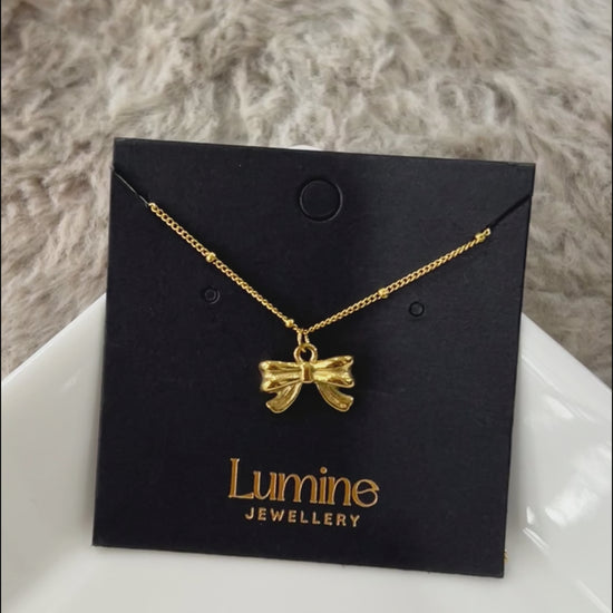 Gold Ballet Bowknot Necklace (芭蕾风蝴蝶结项链)