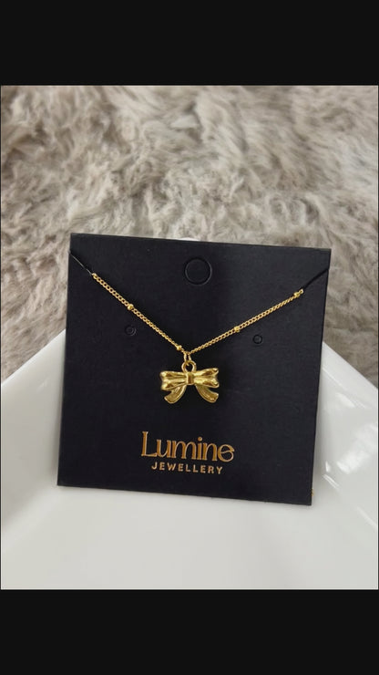 Gold Ballet Bowknot Necklace (芭蕾风蝴蝶结项链)