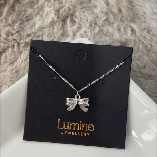 Silver Ballet Bowknot Necklace (芭蕾风蝴蝶结项链)